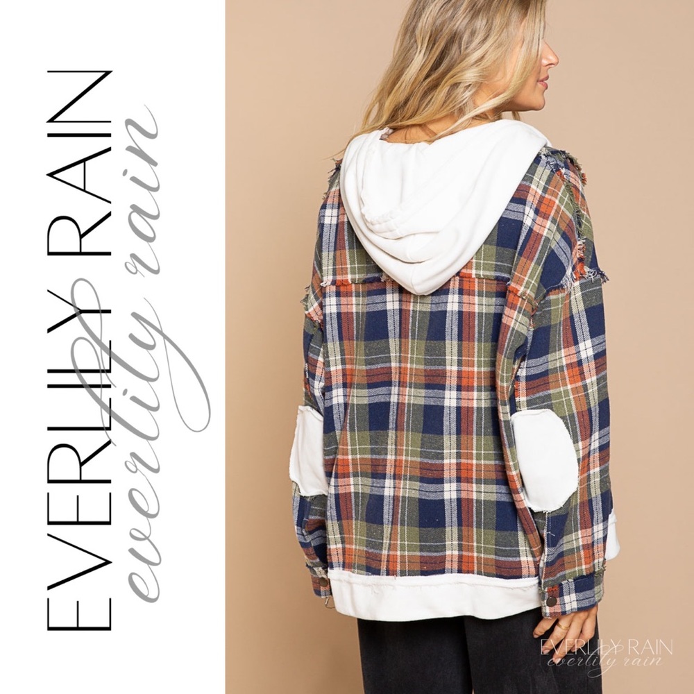 POL Plaid Hooded Shirt Jacket - Picture 7 of 14